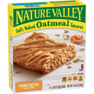 image:imageNature Valley SoftBaked Oatmeal Squares Peanut Butter Breakfast Snacks 6 ct 744 OZ6 Count Pack of 1